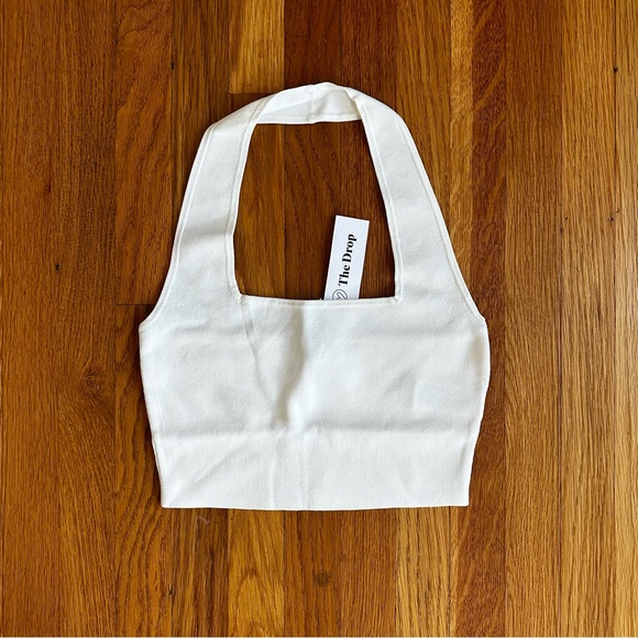 NWT The Drop Greta Fitted Square-Neck Halter - White - S - Picture 2 of 3